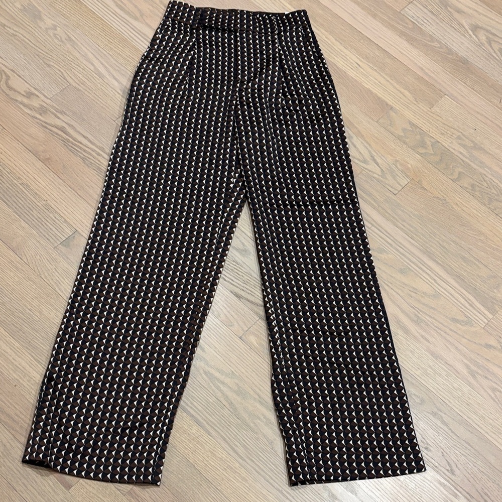 Banana Republic Brown Abstract Print Wide Leg Silky High Waisted Pants 00